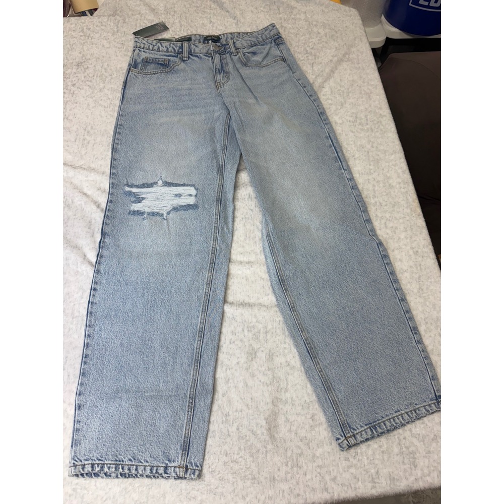 Wild‎ Fable Womens 90s Relaxed Straight Jeans Light Wash Distressed 6L 33 Inseam